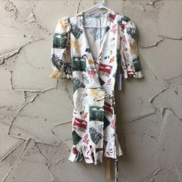 NWT Reformation Carmelo Linen Wrap Mini Dress Size S - Picture 3 of 8